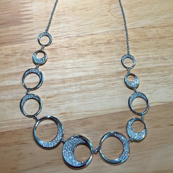 Brand New Never Worn Swarovski Silver Crystal Collar of  Asymmetrical Circles - Picture 1 of 5